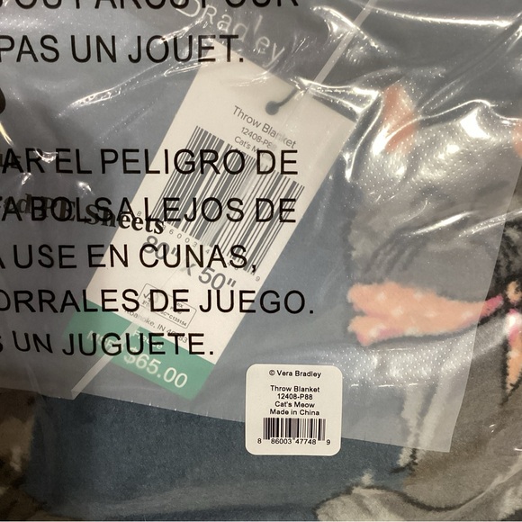 Vera Bradley Fleece Throw Blanket in Cats Meow Factory Sealed Giftable - Picture 5 of 5